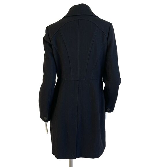 Kenneth Cole Reaction Wool Blend Black Long Pea Coat Women's 2 Preppy Old Money - Picture 7 of 16